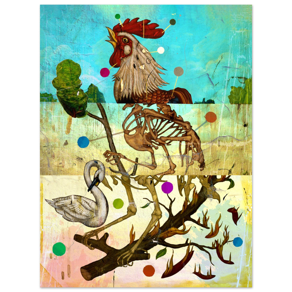 Exquisite Cockerel: Mixed Media Allegorical Vista by Bob Holmes