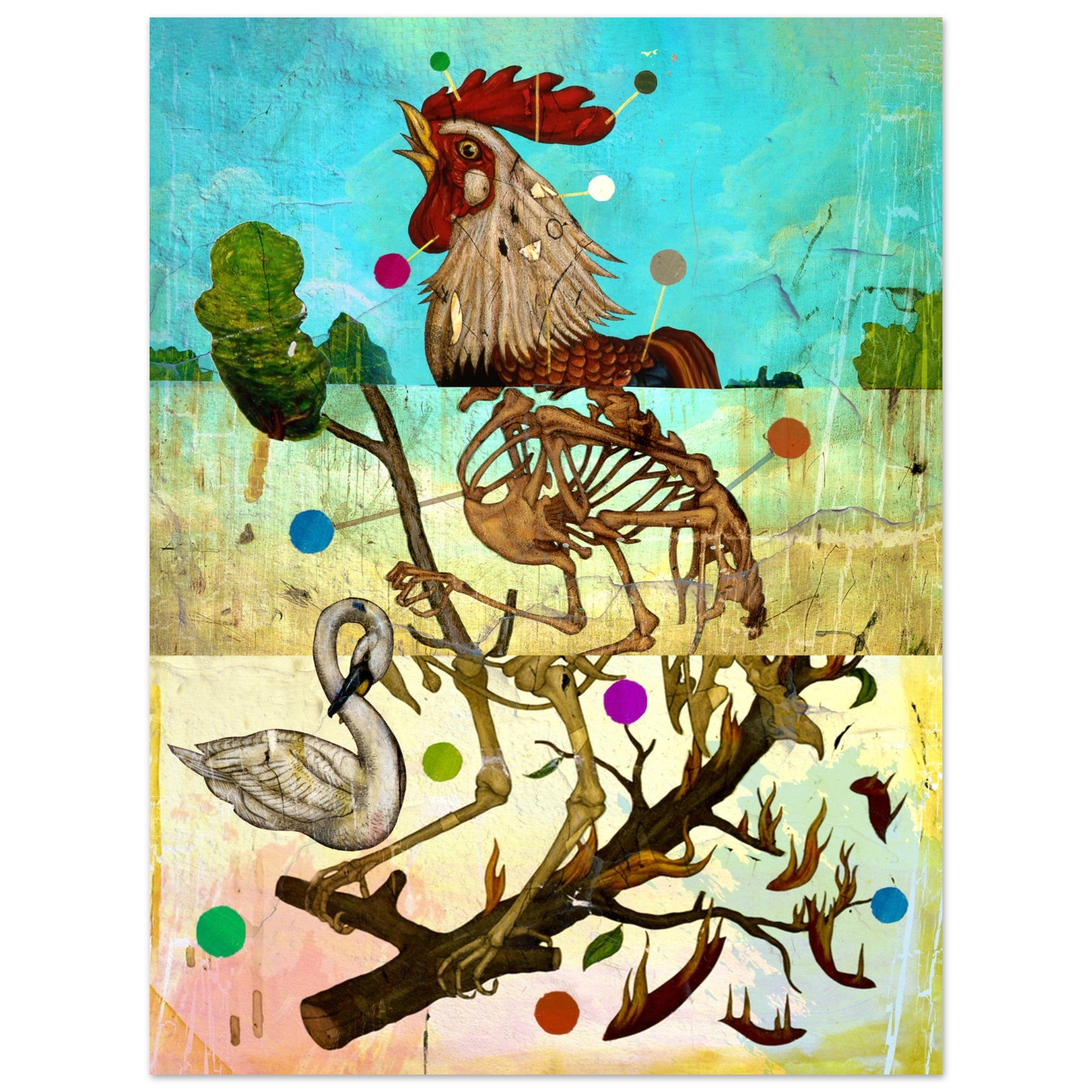 Exquisite Cockerel: Mixed Media Allegorical Vista by Bob Holmes