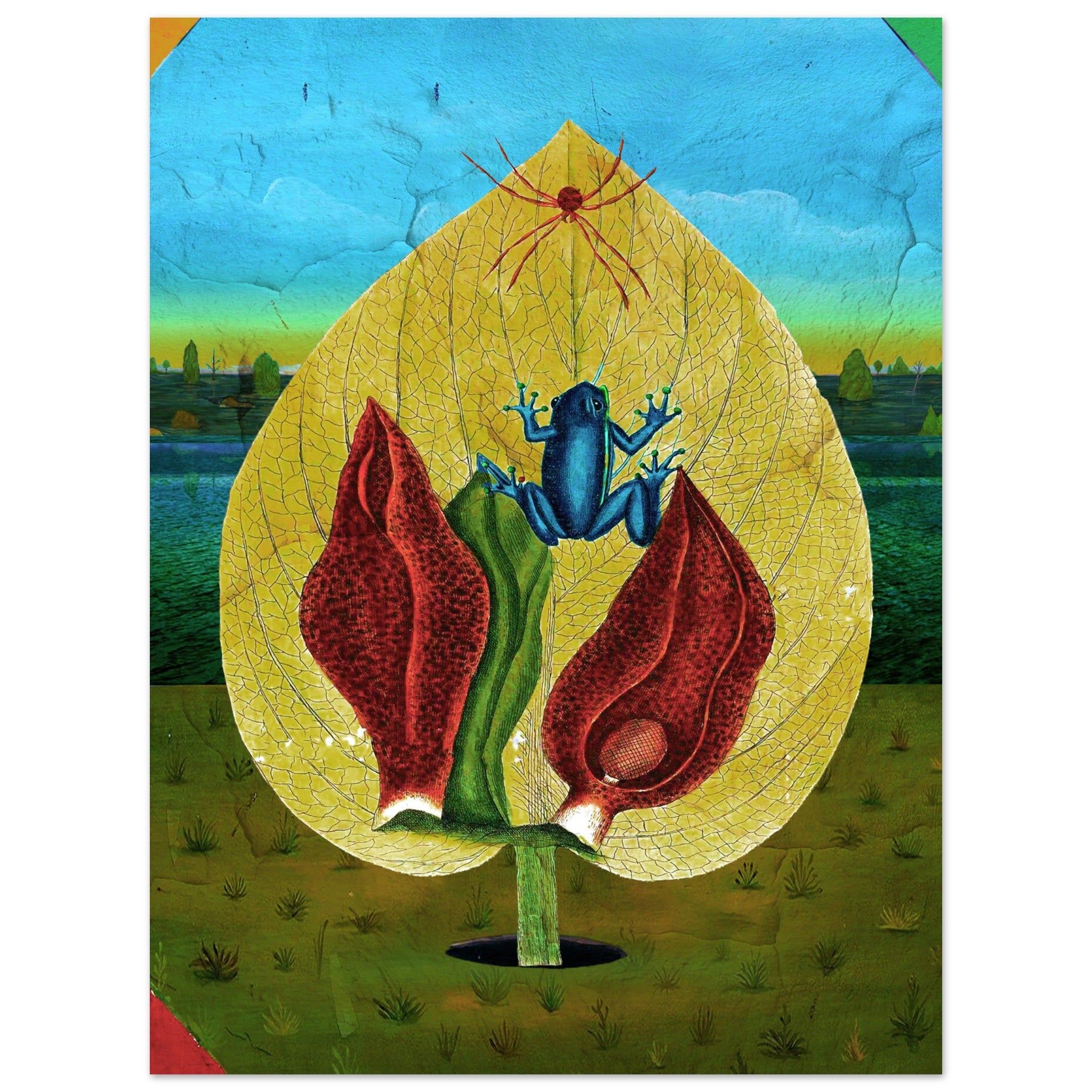 Spider and Frog: Allegorical View with Landscape by Bob Holmes